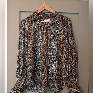 Equipment Femme M Leopard Cheetah Silk Long sleeve blouse